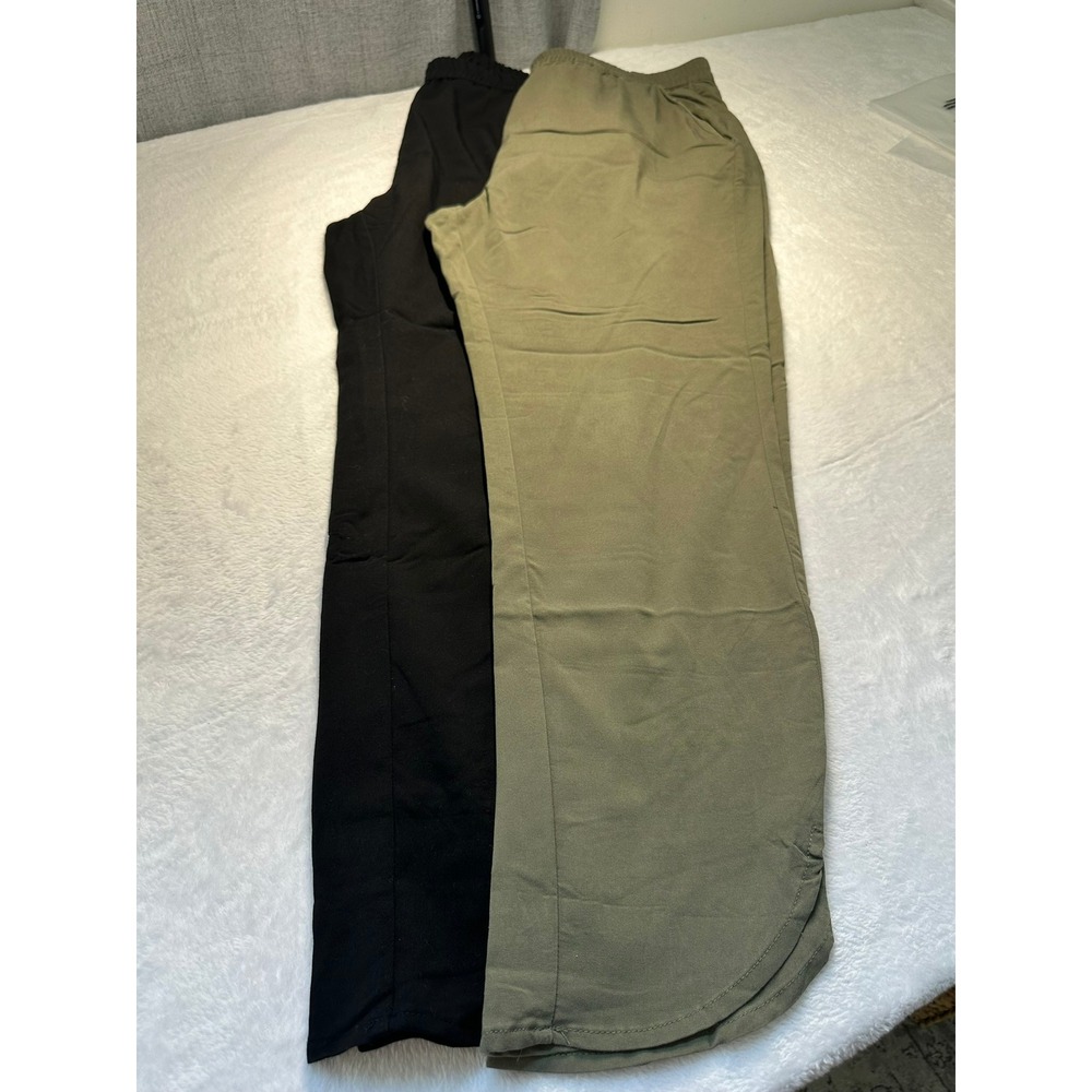 Marine Layer Allison Pant Large Black Olive Very Good Bundle 2 Modal Stretch - Picture 1 of 10